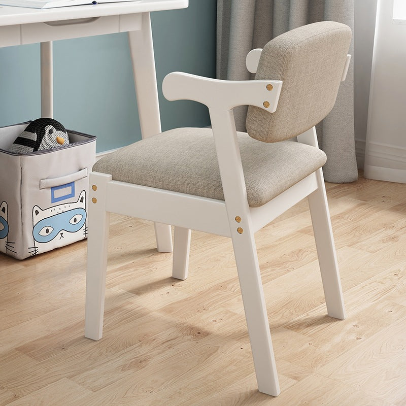 Nordic Wood Leather Cloth Armchair — Cloth - Light Gray & Wood