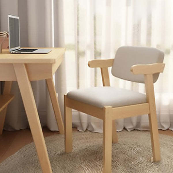 Nordic Wood Leather Cloth Armchair — Cloth - Coffee & White