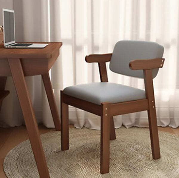 Nordic Wood Leather Cloth Armchair — Leather - Black & Wood