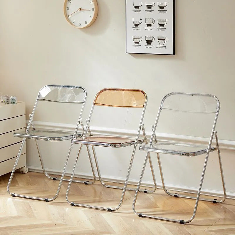 Minimalist Acrylic Iron Foldable Chair — A - Brown