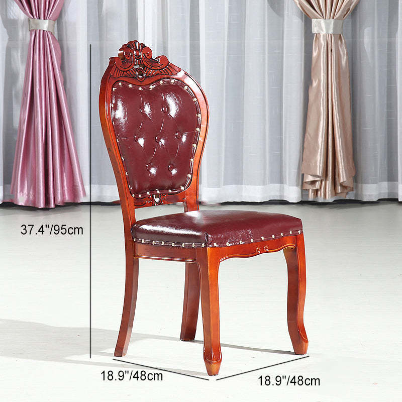 Vintage Leather Wood Dining Chair — D
