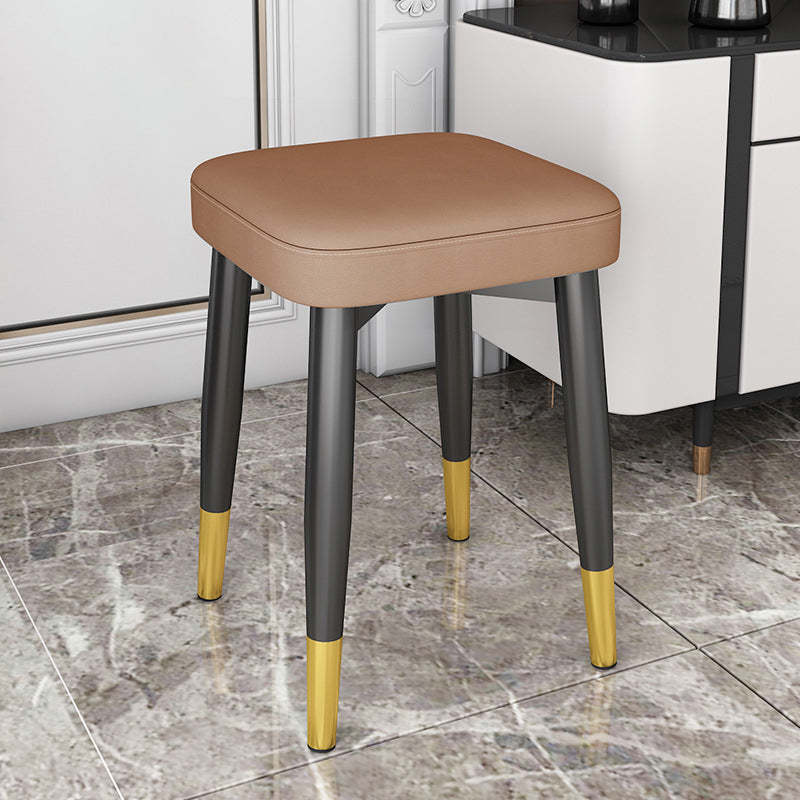 Modern Upholstered Latex Steel Dining Chair — Linen - Gold Legs & Blue Cushion