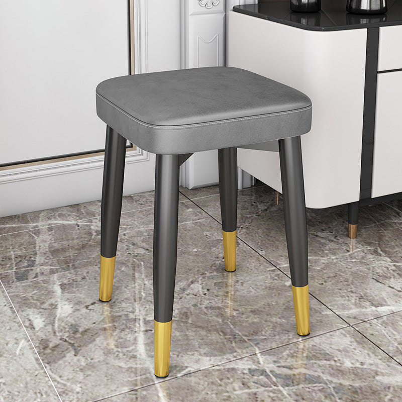 Modern Upholstered Latex Steel Dining Chair — Technology Cloth - Black Legs & Light Gray Cushion