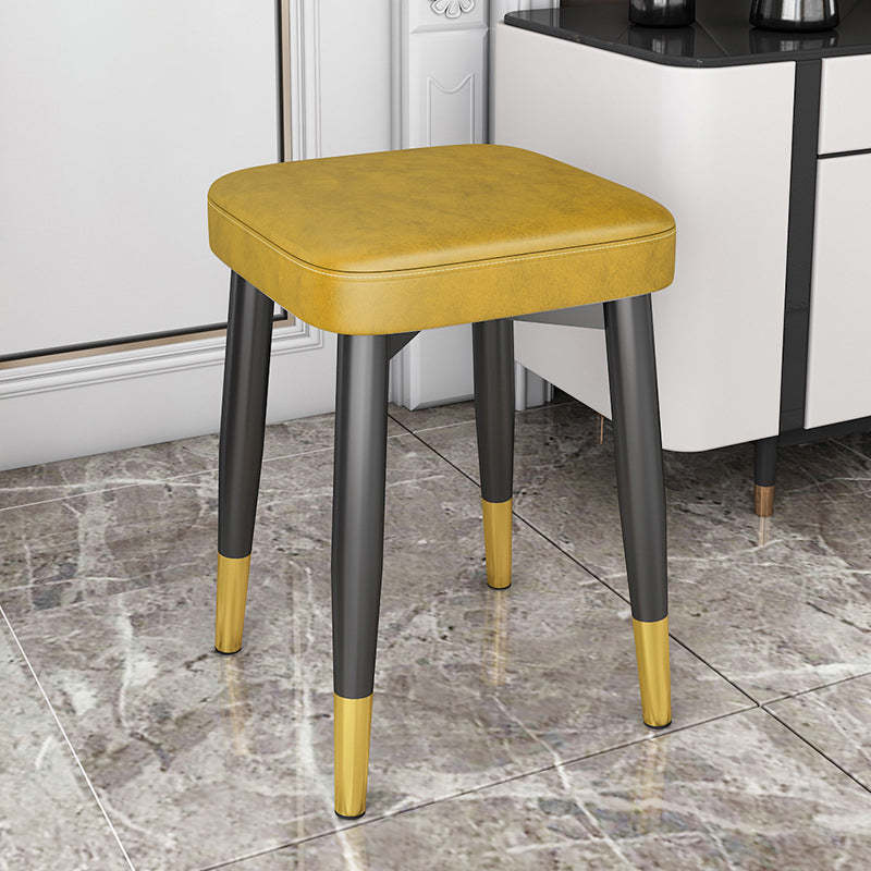Modern Upholstered Latex Steel Dining Chair — Linen - Black Legs & Light Green Cushion
