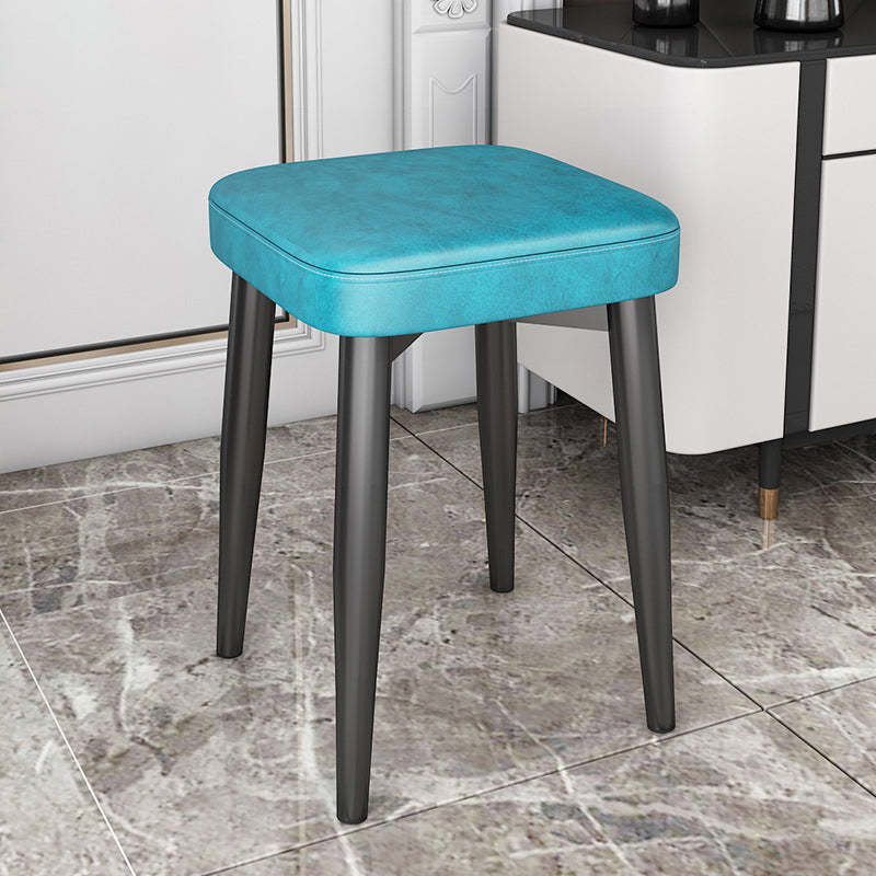 Modern Upholstered Latex Steel Dining Chair — Linen - Black Legs & Light Gray Cushion