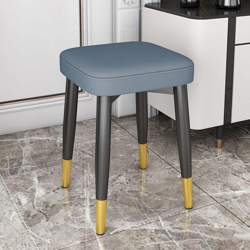 Modern Upholstered Latex Steel Dining Chair — Linen - Gold Legs & Light Gray Cushion