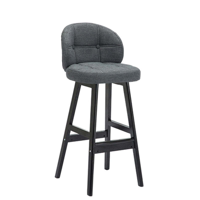 Contemporary Round Fabric Leather Wood Bar Stool