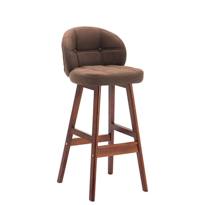 Contemporary Round Fabric Leather Wood Bar Stool