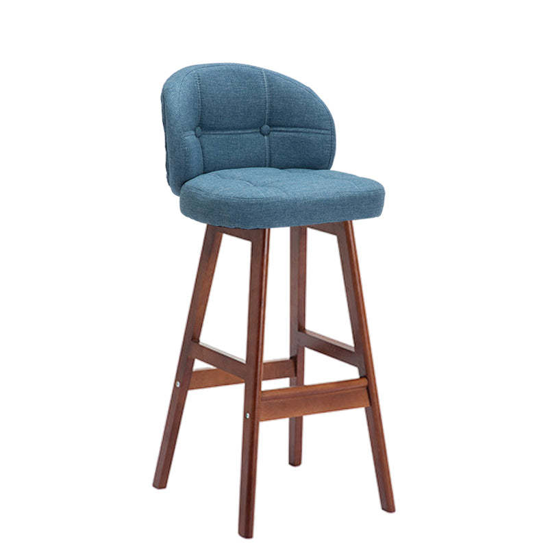 Contemporary Round Fabric Leather Wood Bar Stool
