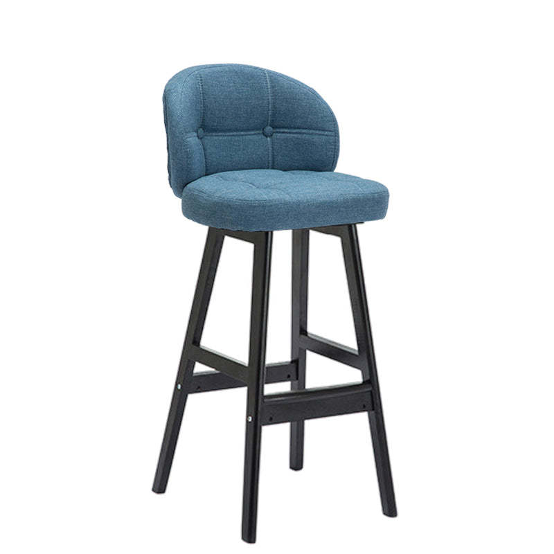Contemporary Round Fabric Leather Wood Bar Stool