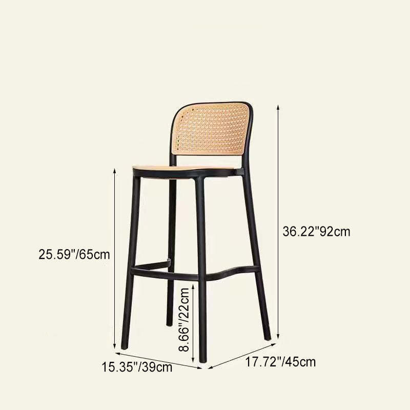 Nordic Square Plastic Bar Stool with Backrest — White