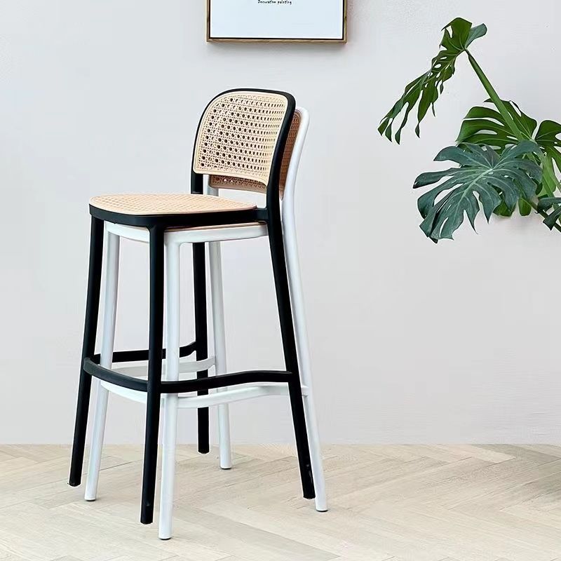 Nordic Square Plastic Bar Stool with Backrest
