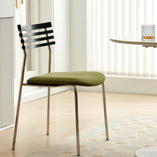 Minimalist Ladderback Cotton Iron Dining Chair — Brown