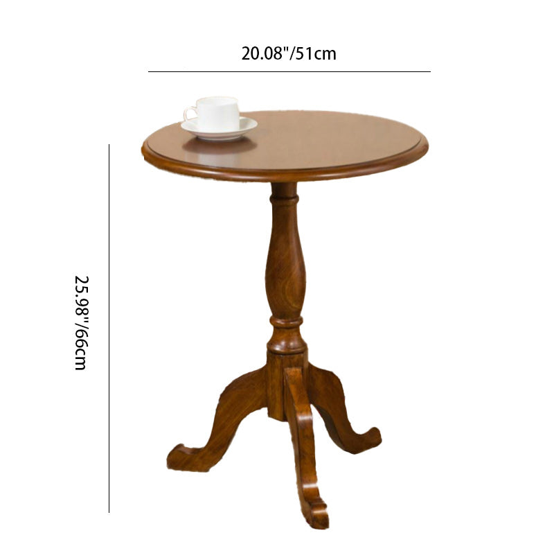 Vintage Tripod Rubberwood End Table