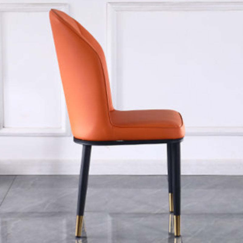 Nordic PU Leather Carbon Steel Square Dining Chair — B / Black / Light Gray