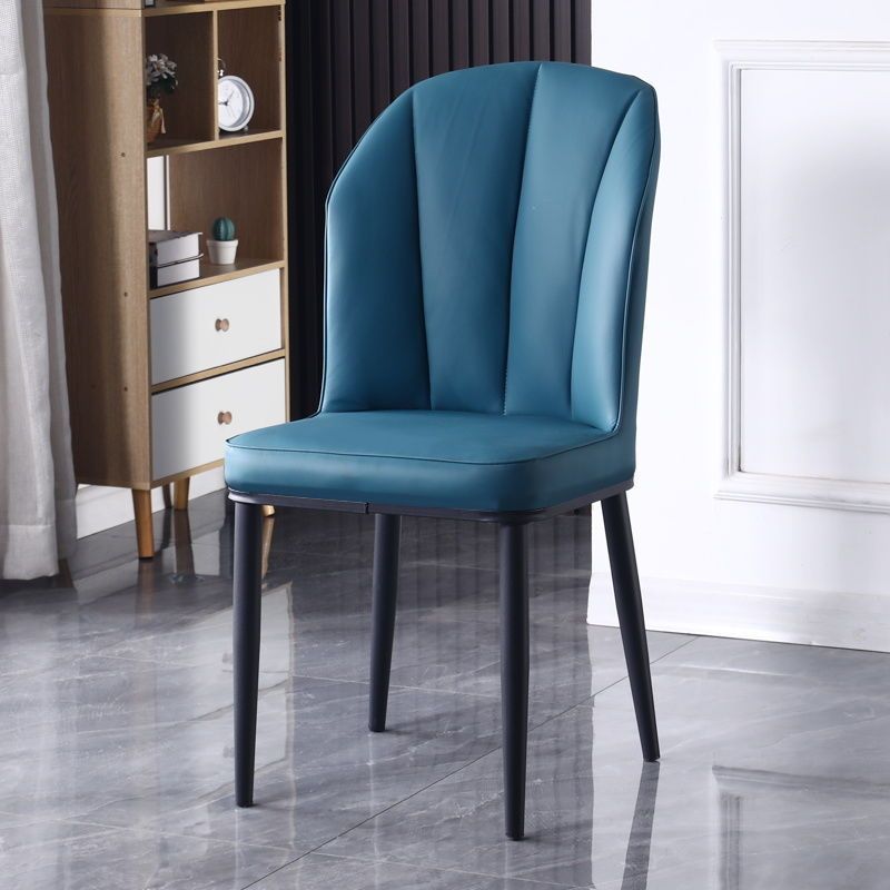 Nordic PU Leather Carbon Steel Square Dining Chair