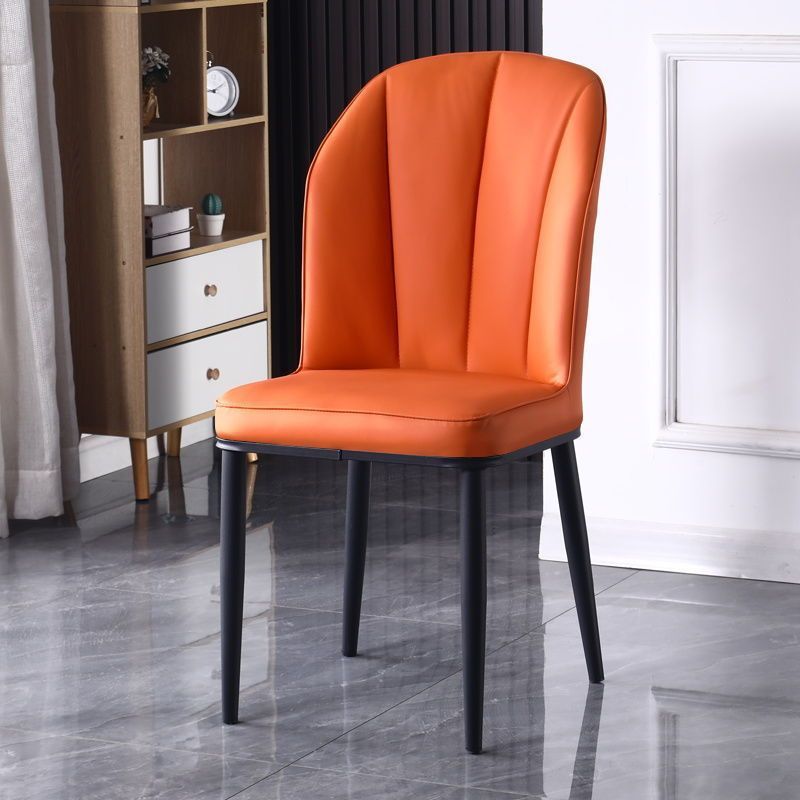 Nordic PU Leather Carbon Steel Square Dining Chair — B / Black & Gold / Blue