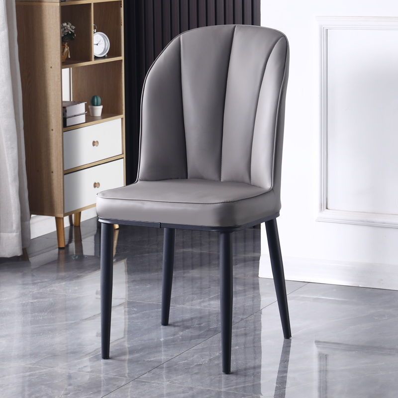 Nordic PU Leather Carbon Steel Square Dining Chair — B / Black & Gold / Light Blue