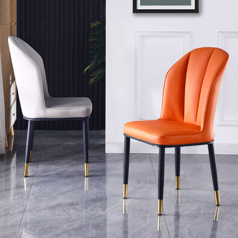 Nordic PU Leather Carbon Steel Square Dining Chair — A / Black / Gray