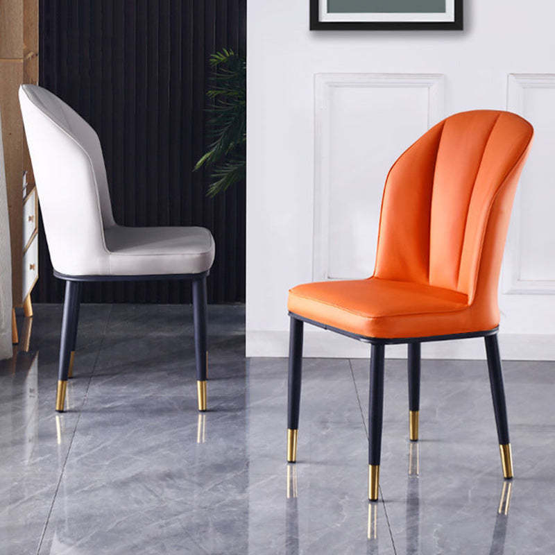 Nordic PU Leather Carbon Steel Square Dining Chair — A / Black / Gray