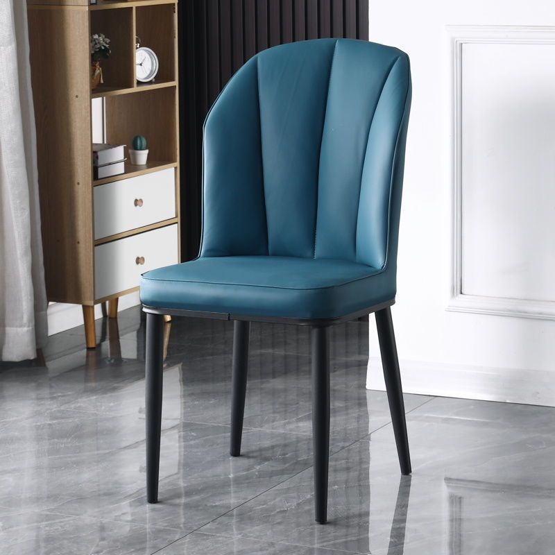 Nordic PU Leather Carbon Steel Square Dining Chair