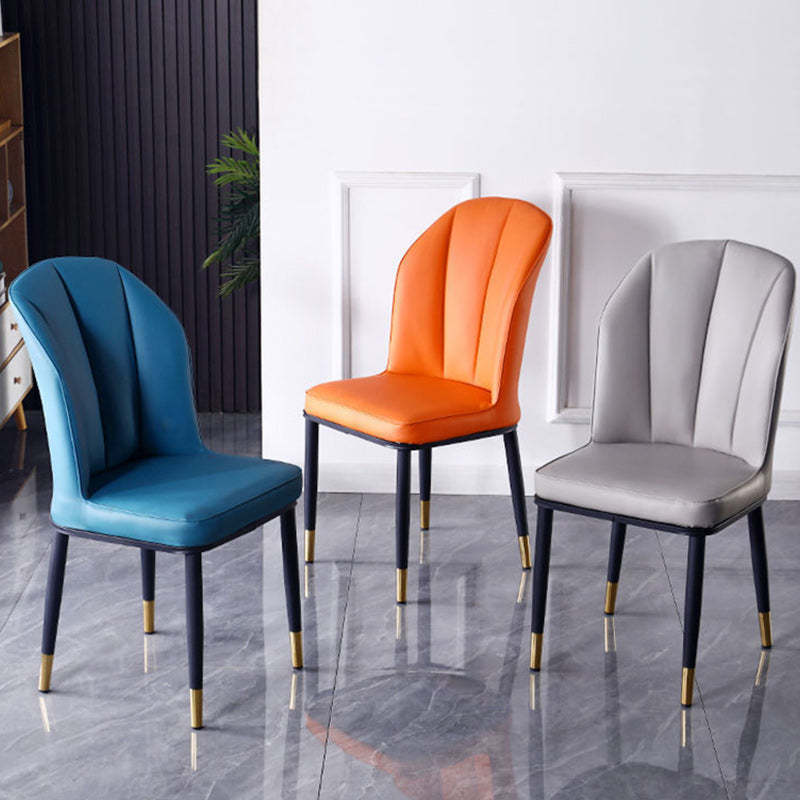 Nordic PU Leather Carbon Steel Square Dining Chair — A / Black / Light Gray