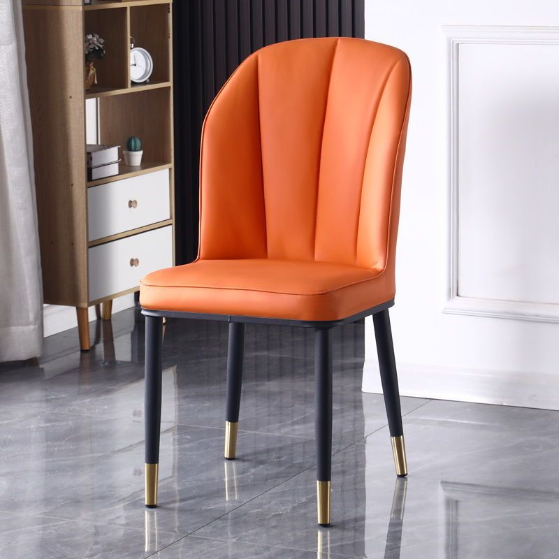 Nordic PU Leather Carbon Steel Square Dining Chair