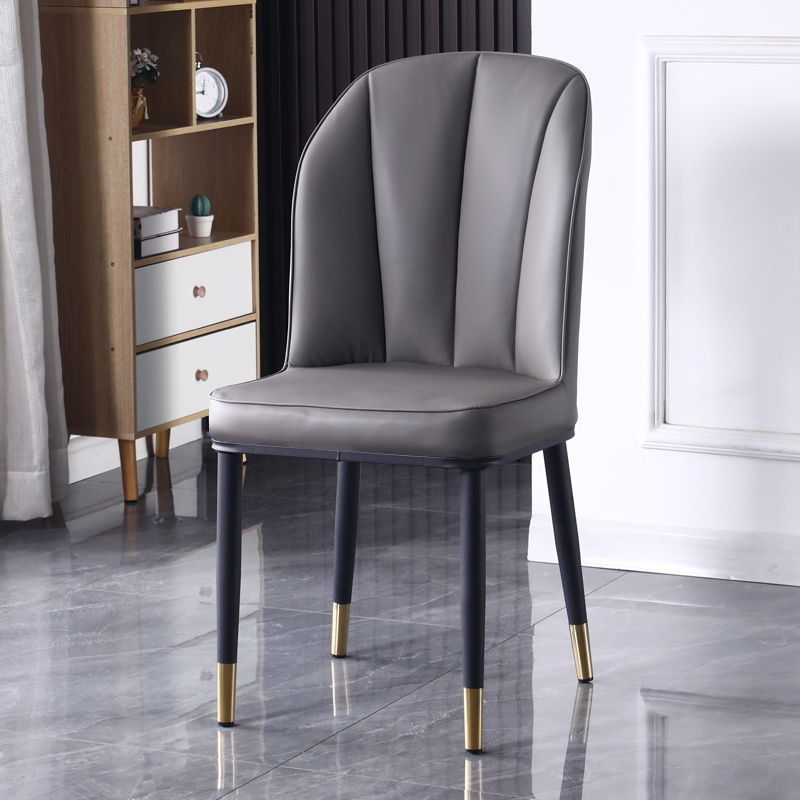 Nordic PU Leather Carbon Steel Square Dining Chair