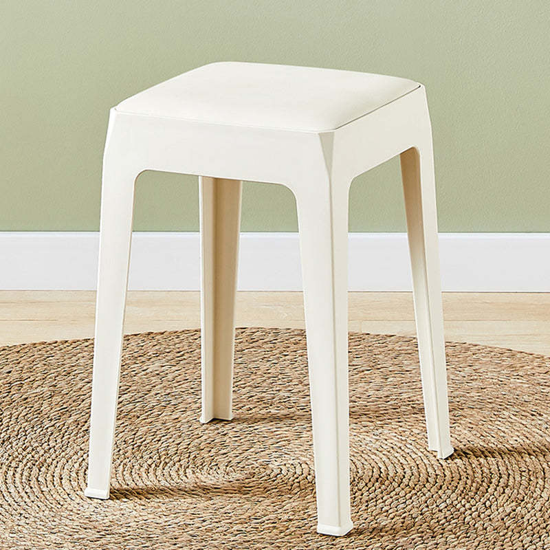 Minimalist Square PU Leather Plastic Bar Stool — Coffee Color