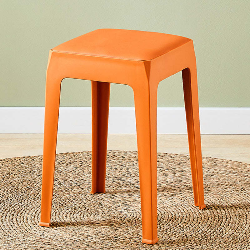 Minimalist Square PU Leather Plastic Bar Stool — Red
