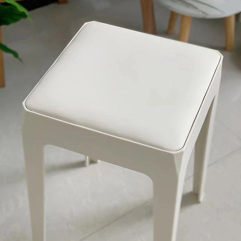 Minimalist Square PU Leather Plastic Bar Stool — Orange