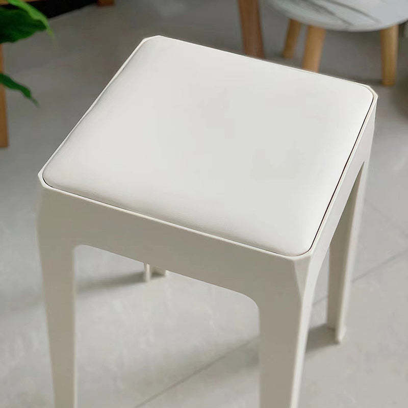 Minimalist Square PU Leather Plastic Bar Stool — Orange