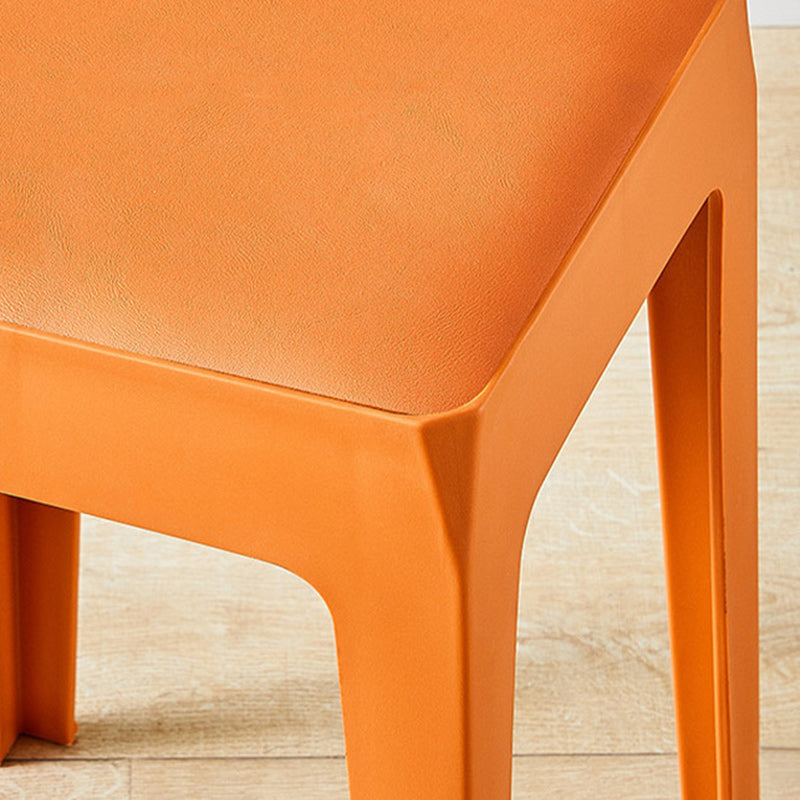 Minimalist Square PU Leather Plastic Bar Stool — Yellow