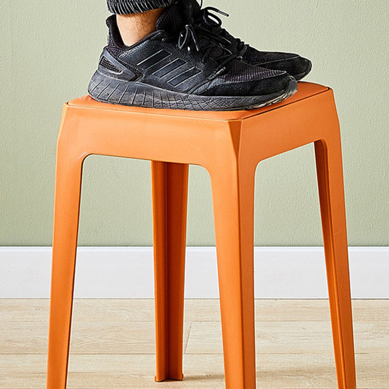 Minimalist Square PU Leather Plastic Bar Stool — Black & Orange
