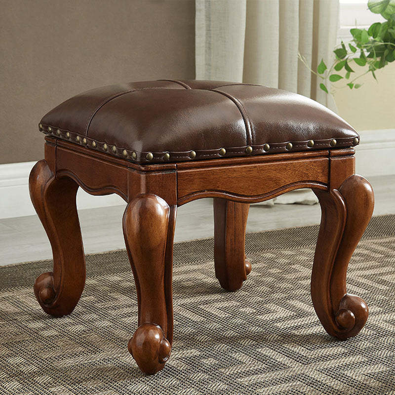 Luxury upholstered footstool footstools in leather wood