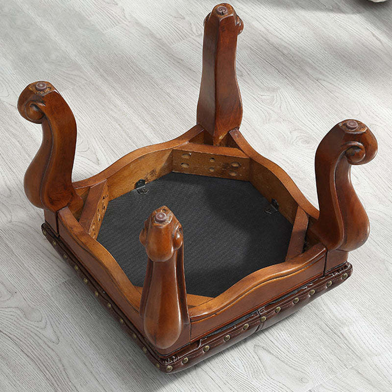 Leather Upholstered Entryway Footstool