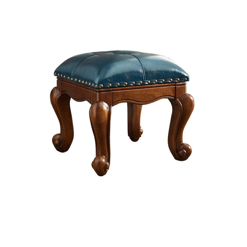 Leather Upholstered Entryway Footstool