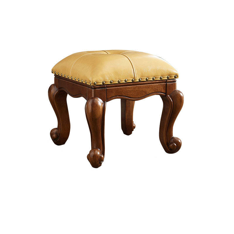 Leather Upholstered Entryway Footstool