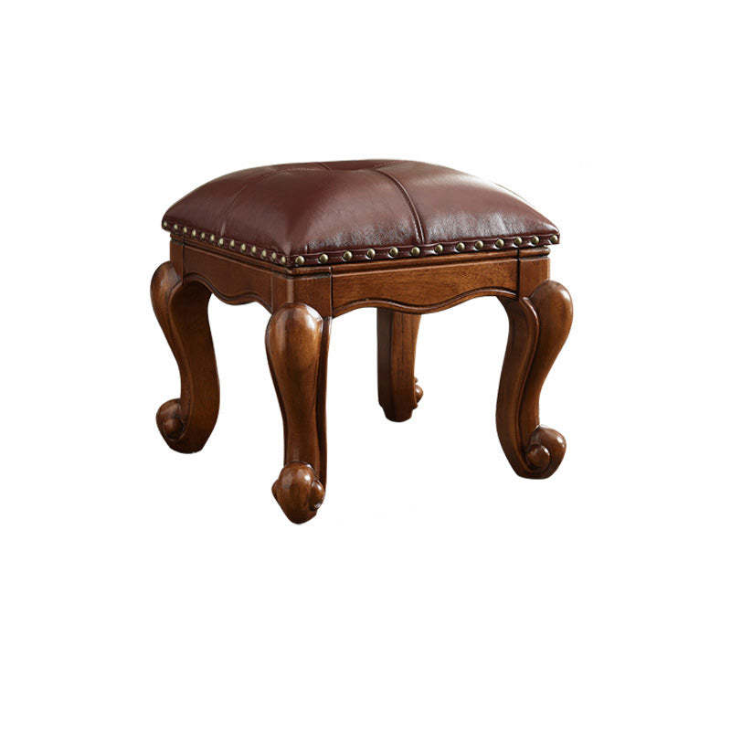 Leather Upholstered Entryway Footstool