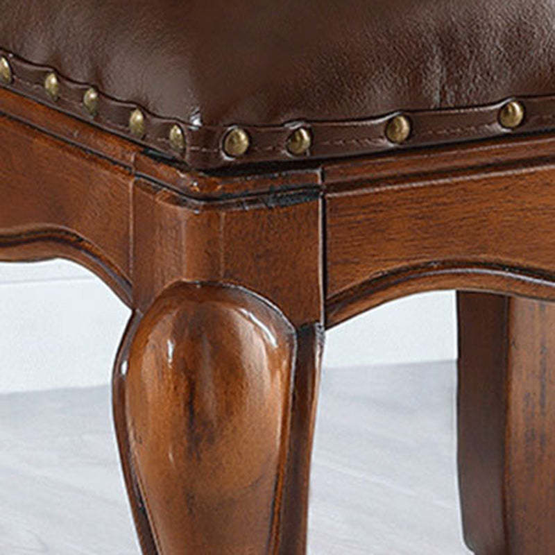 Leather Upholstered Entryway Footstool