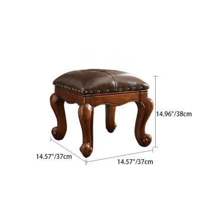 Leather Upholstered Entryway Footstool — Yellow