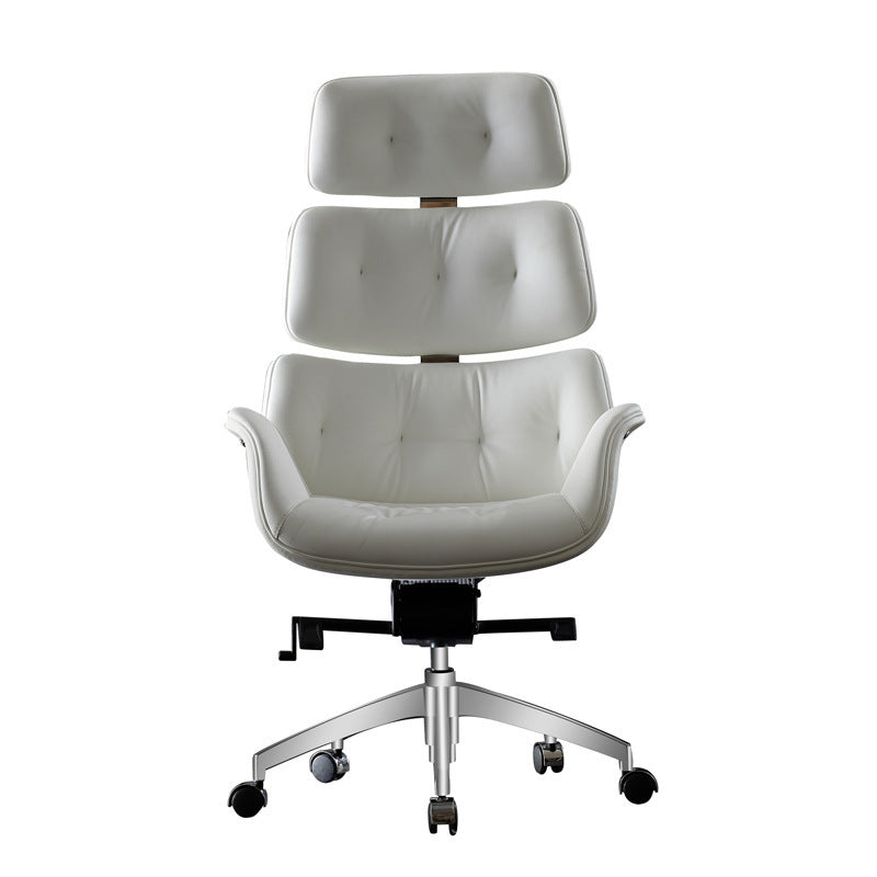 Contemporary Leather Segmented-Back Desk Armchair