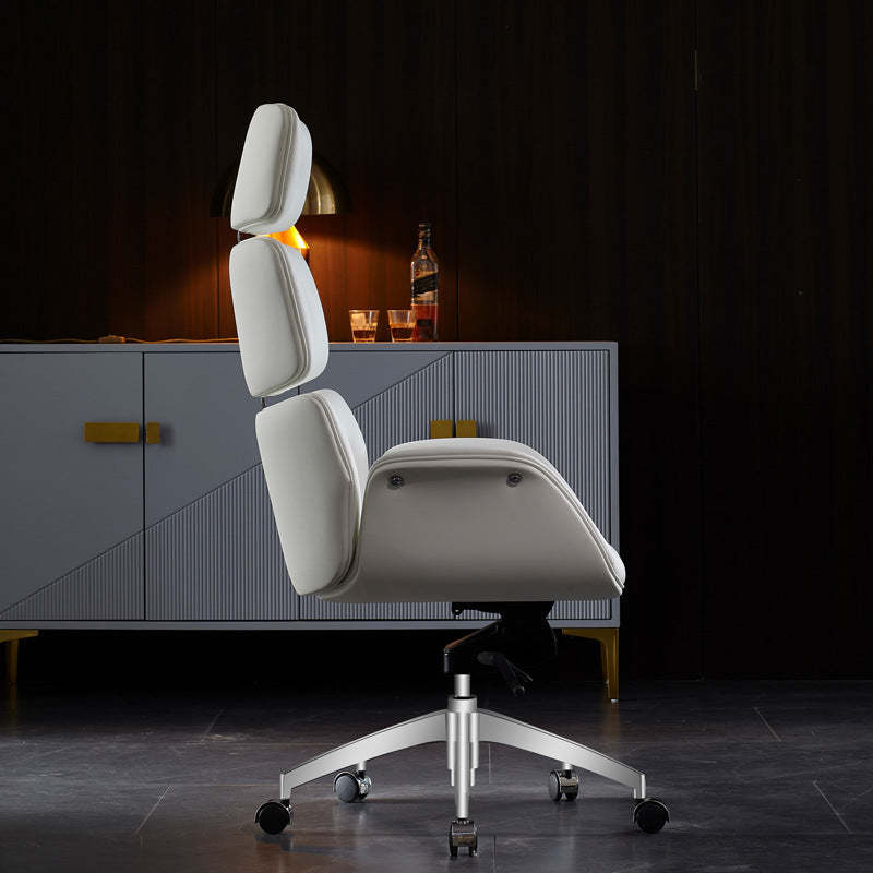 Contemporary Leather Segmented-Back Desk Armchair