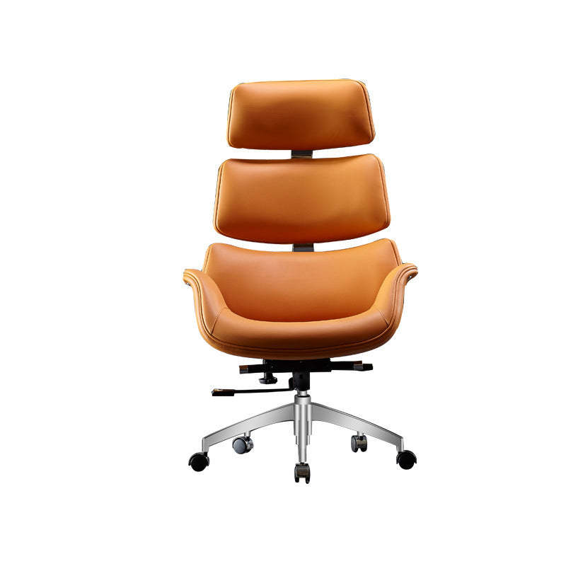 Contemporary Leather Segmented-Back Desk Armchair