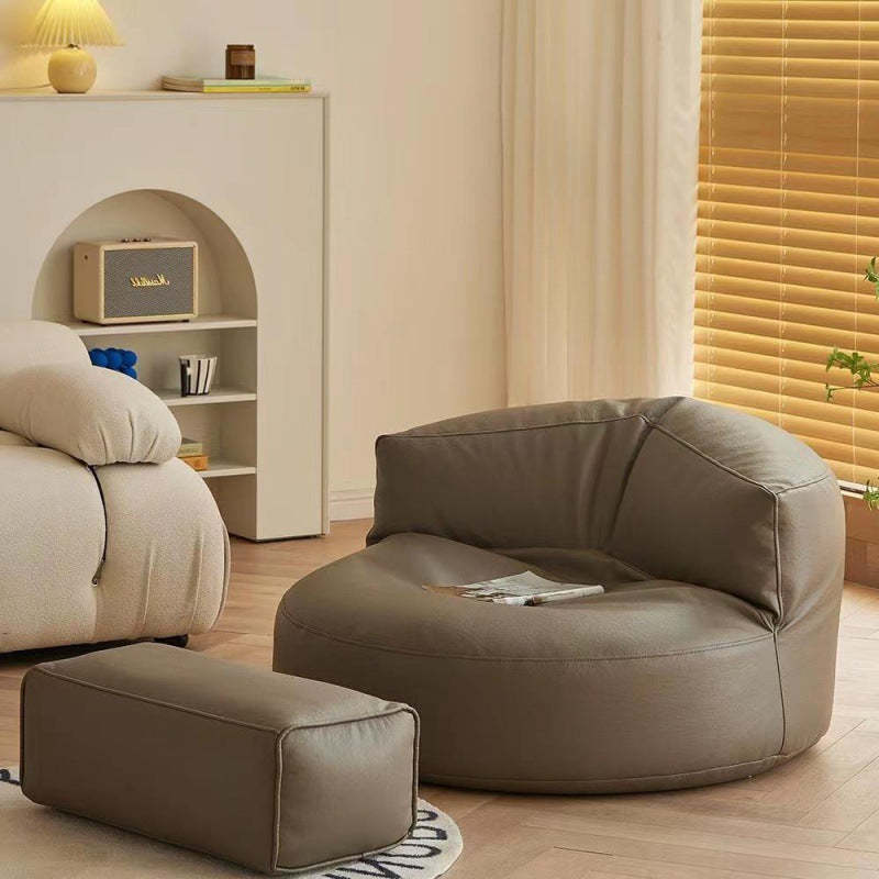 Round Microfiber Leather Accent Chair
