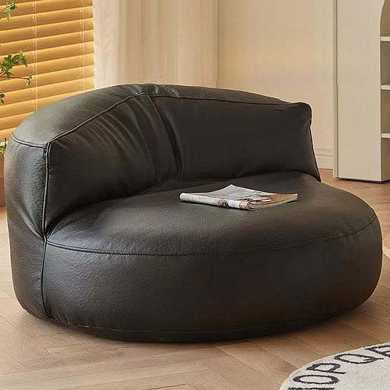 Round Microfiber Leather Accent Chair
