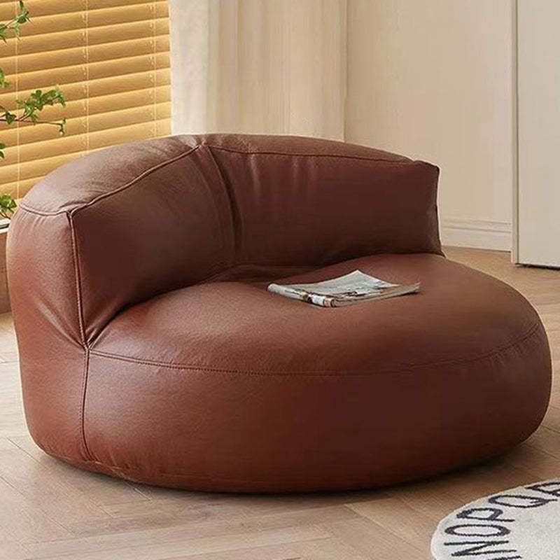 Round Microfiber Leather Accent Chair