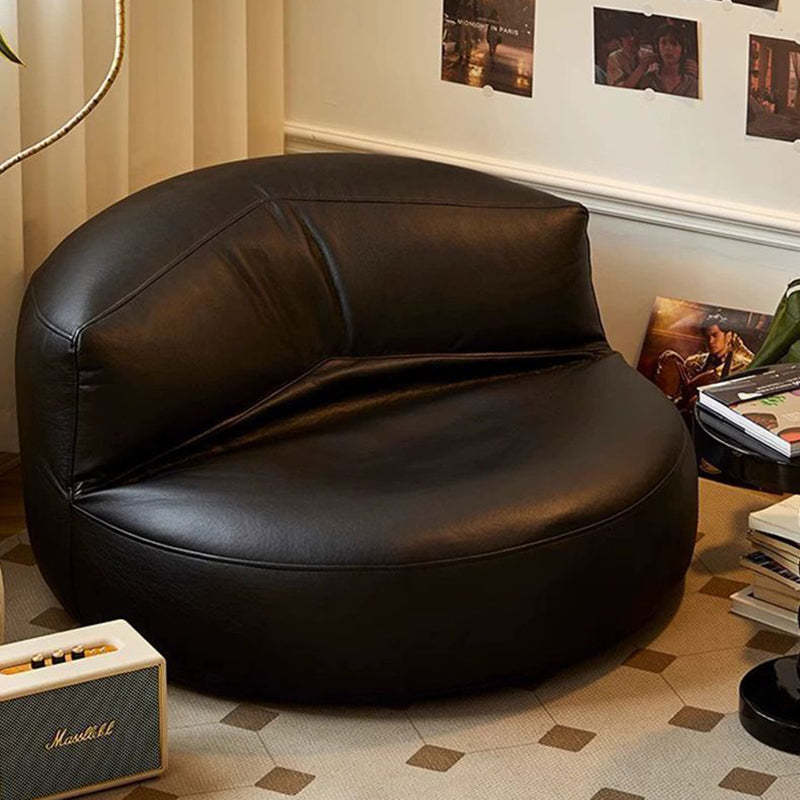 Round Microfiber Leather Accent Chair