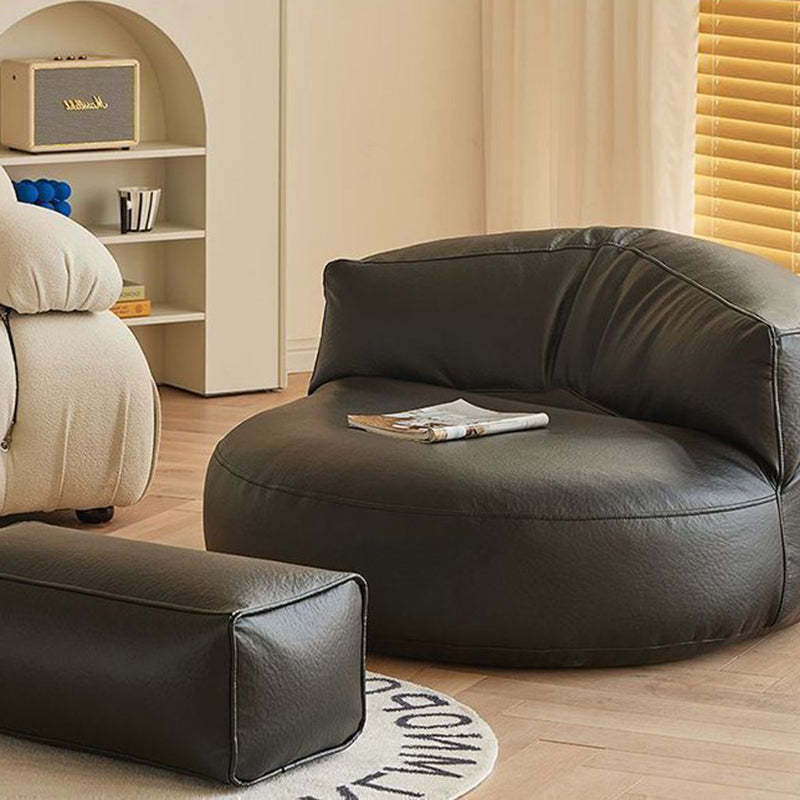 Round Microfiber Leather Accent Chair
