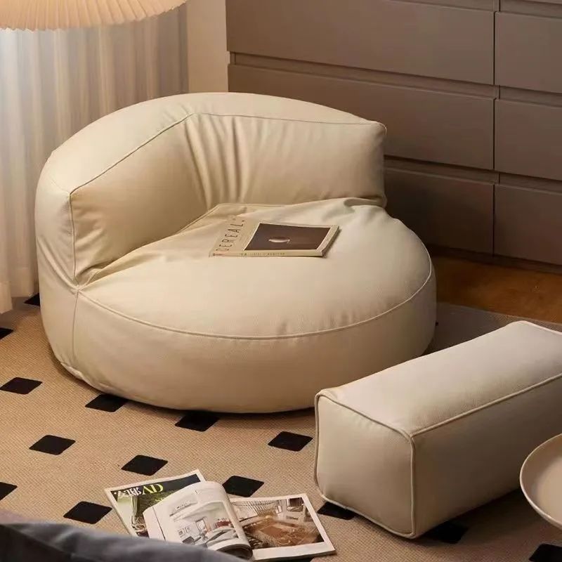 Round Microfiber Leather Accent Chair